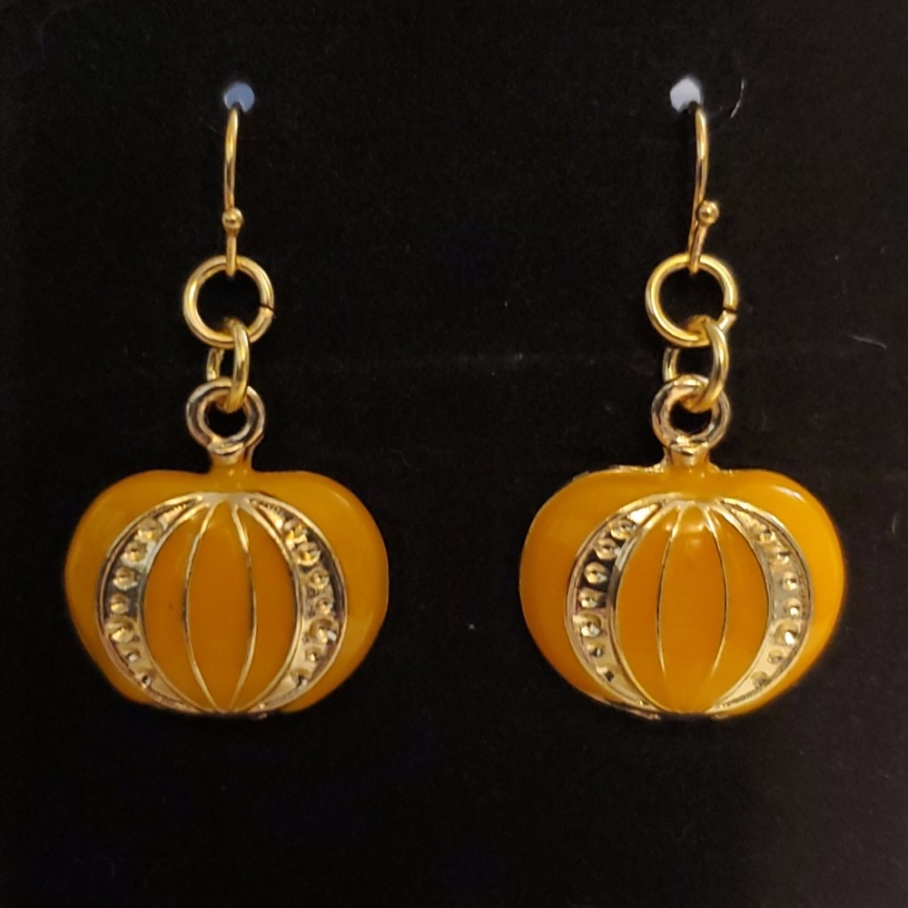 Halloween Sparkly Pumpkin Earrings NWOT